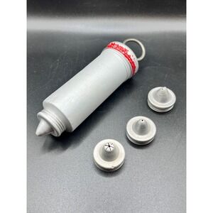 Vtg Aluminum Decorating Syringe Set 4 Nozzles Cake Cookie Icing Decorator Tool